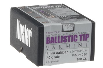 Nosler 6 mm/.243" 80 grs /5,2g Varmint 100 szt.